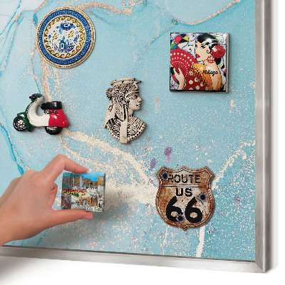 Tableau magnétique décoratif avec cadre argenté Élégance turquoise