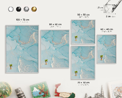 Tableau magnétique décoratif avec cadre argenté Élégance turquoise