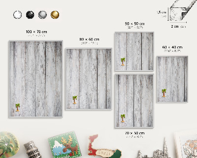 Tableau magnétique décoratif avec cadre argenté Bois rustique