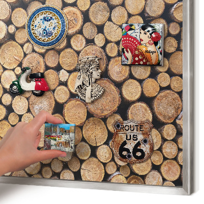 Tableau pour collection d'aimants cadre argenté Cercles en bois