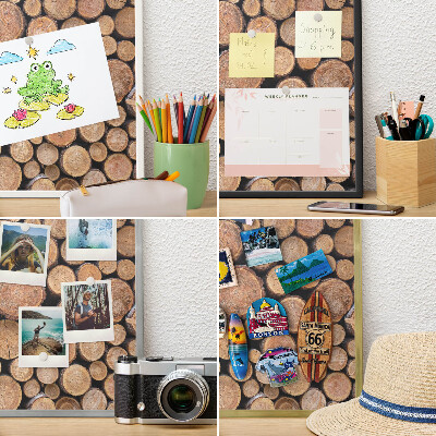 Tableau pour collection d'aimants cadre argenté Cercles en bois