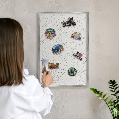 Tableau magnétique décoratif avec cadre argenté Élégance géométrique