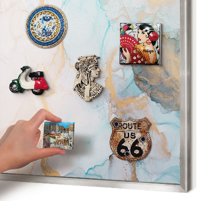 Tableau magnétique décoratif avec cadre argenté Formes pastel