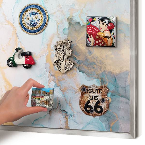 Tableau magnétique décoratif avec cadre argenté Formes pastel