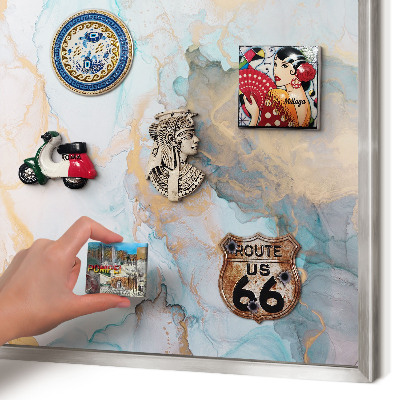 Tableau magnétique décoratif avec cadre argenté Formes pastel