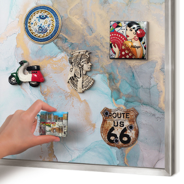 Tableau magnétique décoratif avec cadre argenté Formes pastel