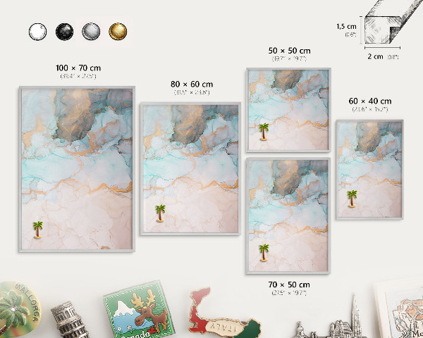 Tableau magnétique décoratif avec cadre argenté Formes pastel