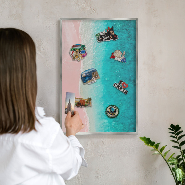Tableau pour collection d'aimants cadre argenté Détente estivale