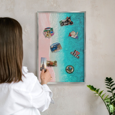 Tableau pour collection d'aimants cadre argenté Détente estivale