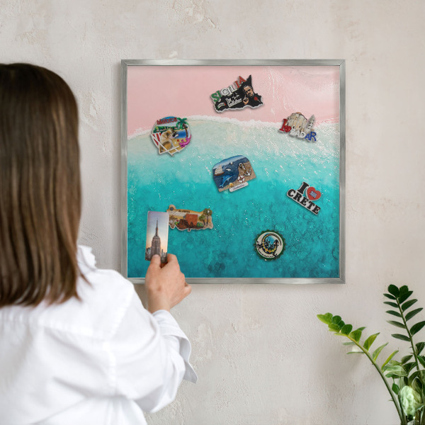 Tableau pour collection d'aimants cadre argenté Détente estivale