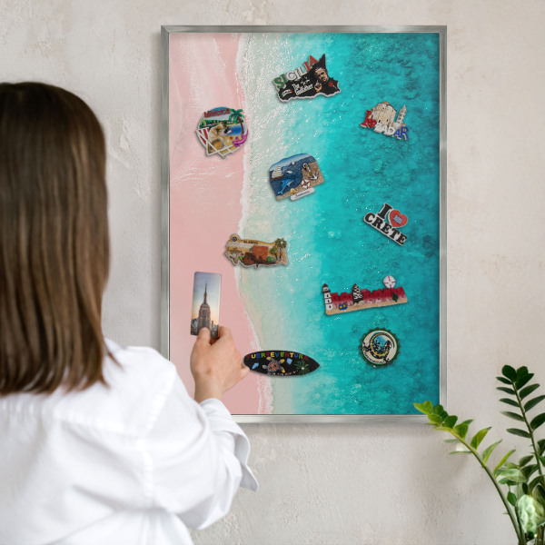 Tableau pour collection d'aimants cadre argenté Détente estivale