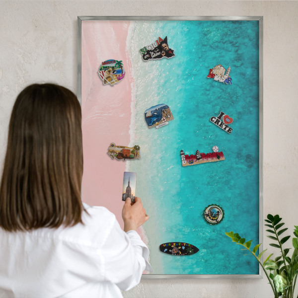 Tableau pour collection d'aimants cadre argenté Détente estivale