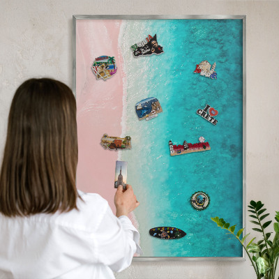 Tableau pour collection d'aimants cadre argenté Détente estivale