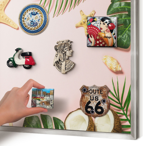 Tableau magnétique décoratif avec cadre argenté Vacances tropicales