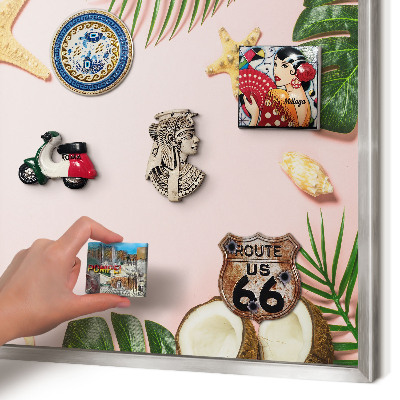 Tableau magnétique décoratif avec cadre argenté Vacances tropicales