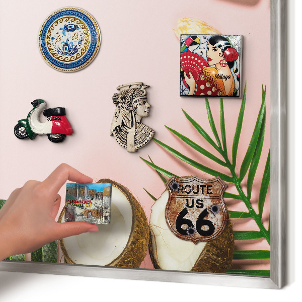 Tableau magnétique décoratif avec cadre argenté Vacances tropicales