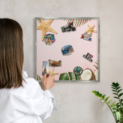 Tableau magnétique décoratif avec cadre argenté Vacances tropicales