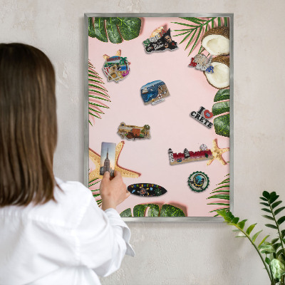 Tableau magnétique décoratif avec cadre argenté Vacances tropicales