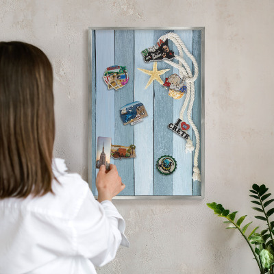 Tableau pour collection d'aimants cadre argenté Climat maritime
