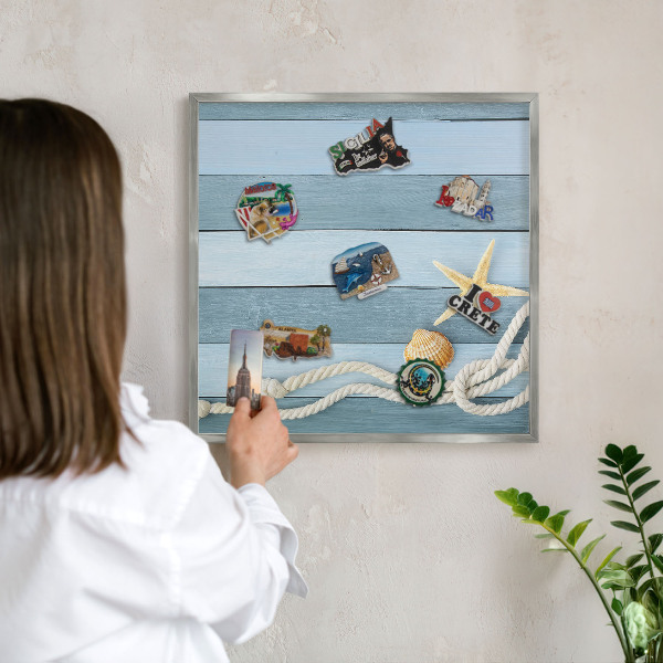 Tableau pour collection d'aimants cadre argenté Climat maritime