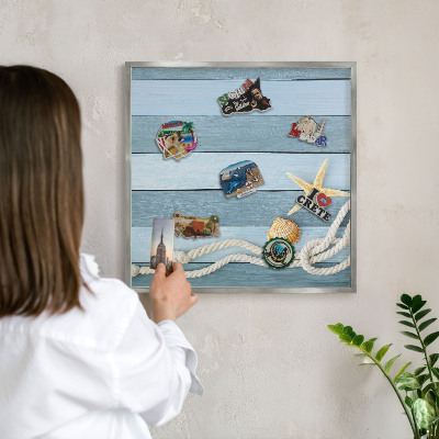 Tableau pour collection d'aimants cadre argenté Climat maritime
