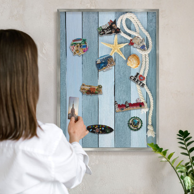 Tableau pour collection d'aimants cadre argenté Climat maritime