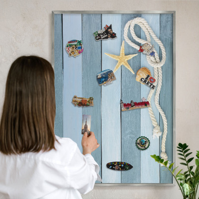 Tableau pour collection d'aimants cadre argenté Climat maritime