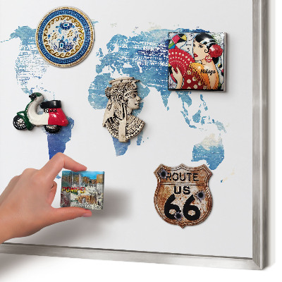 Tableau magnétique décoratif avec cadre argenté Carte à l'aquarelle
