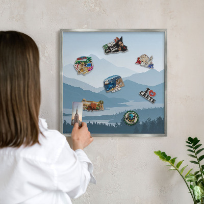 Tableau magnétique décoratif avec cadre argenté Harmonie des montagnes