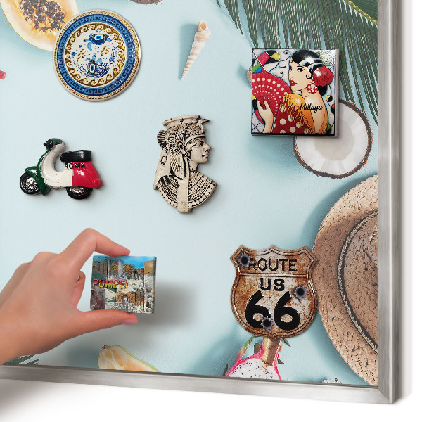 Tableau pour collection d'aimants cadre argenté Vacances tropicales