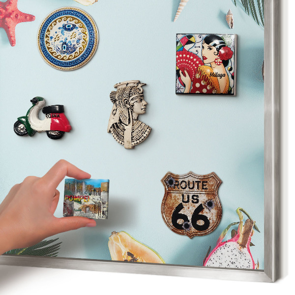 Tableau pour collection d'aimants cadre argenté Vacances tropicales