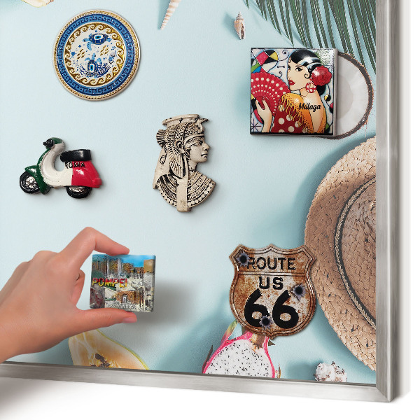 Tableau pour collection d'aimants cadre argenté Vacances tropicales