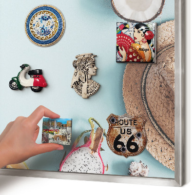 Tableau pour collection d'aimants cadre argenté Vacances tropicales