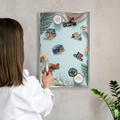 Tableau pour collection d'aimants cadre argenté Vacances tropicales