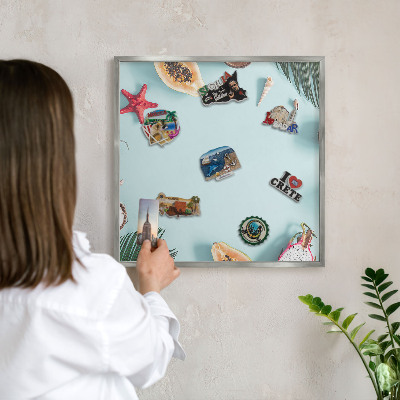 Tableau pour collection d'aimants cadre argenté Vacances tropicales