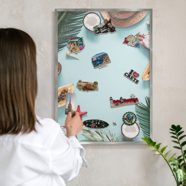 Tableau pour collection d'aimants cadre argenté Vacances tropicales