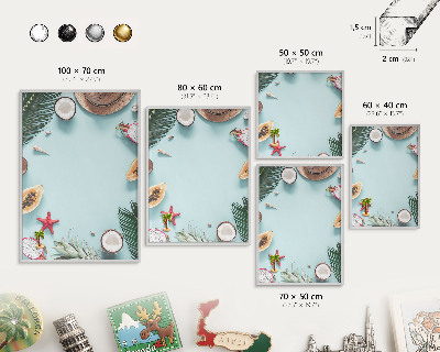Tableau pour collection d'aimants cadre argenté Vacances tropicales