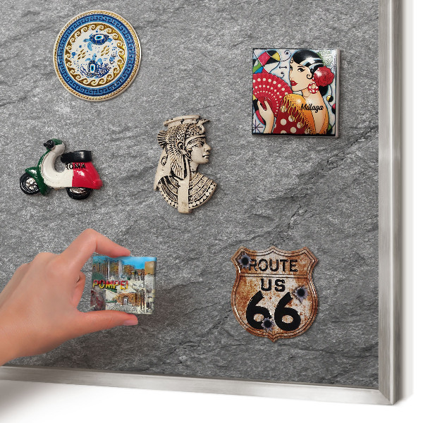 Tableau magnétique décoratif avec cadre argenté Pierre grise
