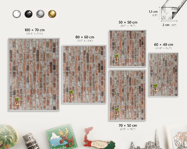 Tableau pour collection d'aimants cadre argenté Mur de briques