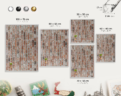 Tableau pour collection d'aimants cadre argenté Mur de briques
