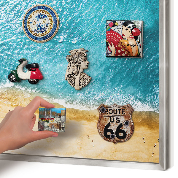 Tableau magnétique décoratif avec cadre argenté Mer et plage