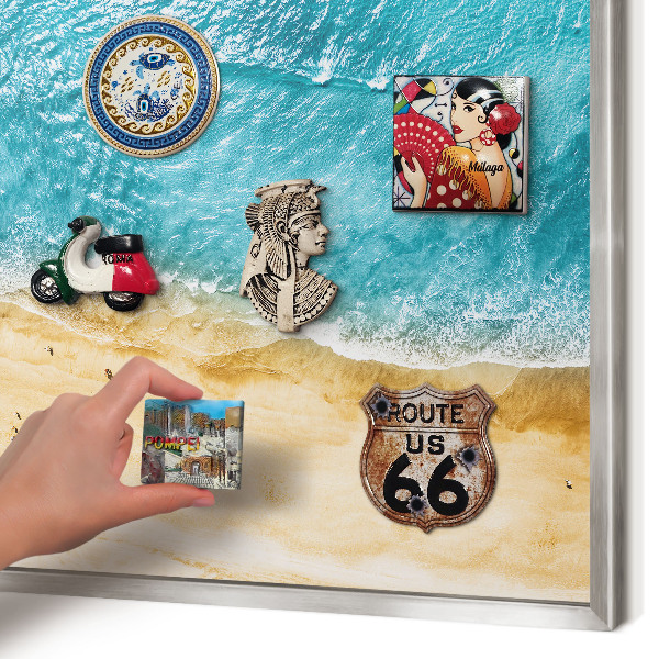 Tableau magnétique décoratif avec cadre argenté Mer et plage