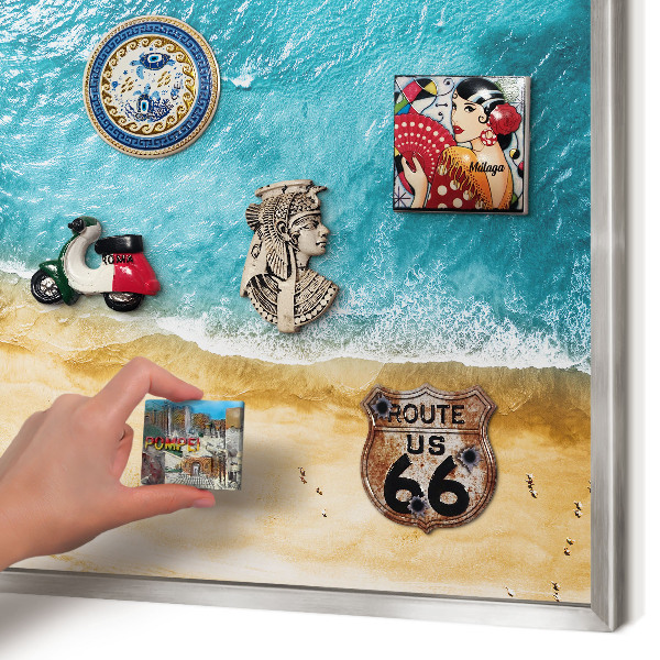 Tableau magnétique décoratif avec cadre argenté Mer et plage