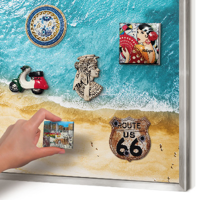 Tableau magnétique décoratif avec cadre argenté Mer et plage