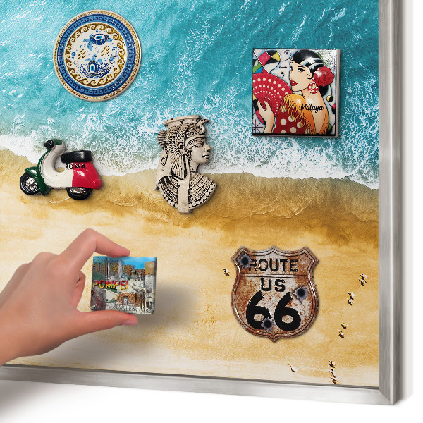 Tableau magnétique décoratif avec cadre argenté Mer et plage
