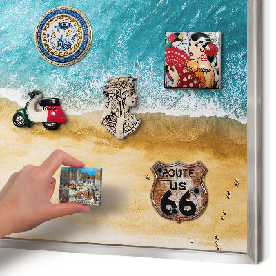 Tableau magnétique décoratif avec cadre argenté Mer et plage