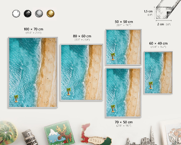 Tableau magnétique décoratif avec cadre argenté Mer et plage