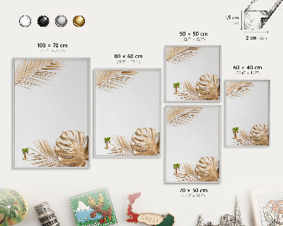 Tableau pour collection d'aimants cadre argenté Feuilles élégantes