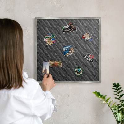 Tableau magnétique décoratif avec cadre argenté Texture géométrique