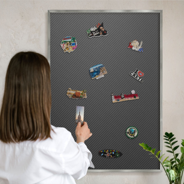 Tableau magnétique décoratif avec cadre argenté Texture géométrique